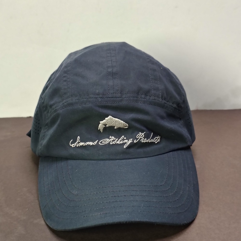 Simms Fishing Products Hat Mens Navy Blue Performance 7 Panel Trout Fishing Cap